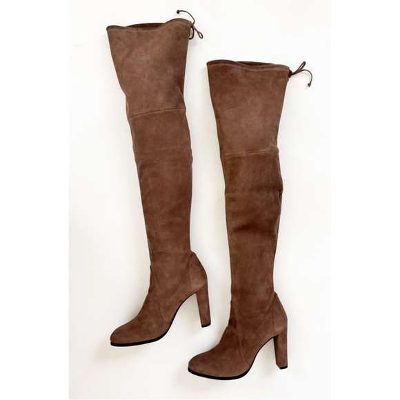 Stuart Weitzman Highland Over Knee Suede Boots Tall Taupe Classic Tan Brown US 9 - Picture 6 of 14
